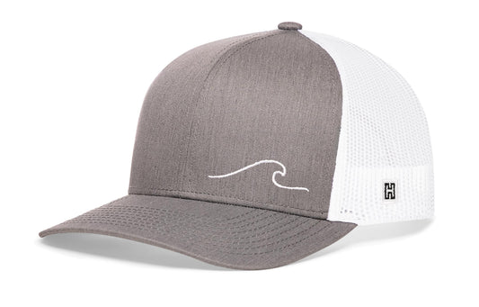 Wave Trucker Hat  |  Gray-White Beach Snapback